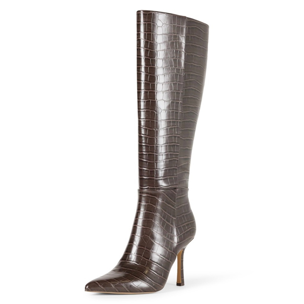 NIB NWT size 9.5

Chic Croc-Embossed Knee-High Boots in Brown